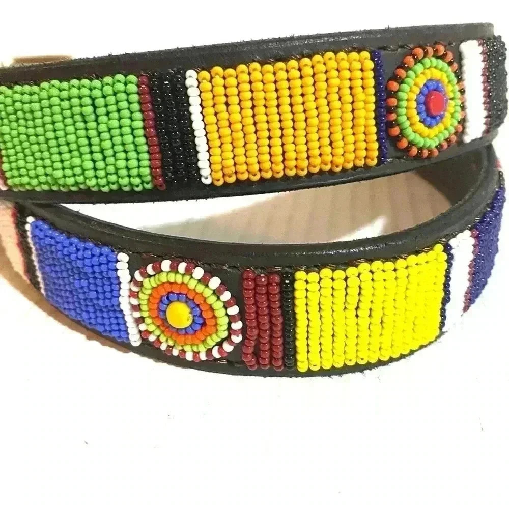 Handcrafted Multicolors Beaded Unisex Belt Size 38